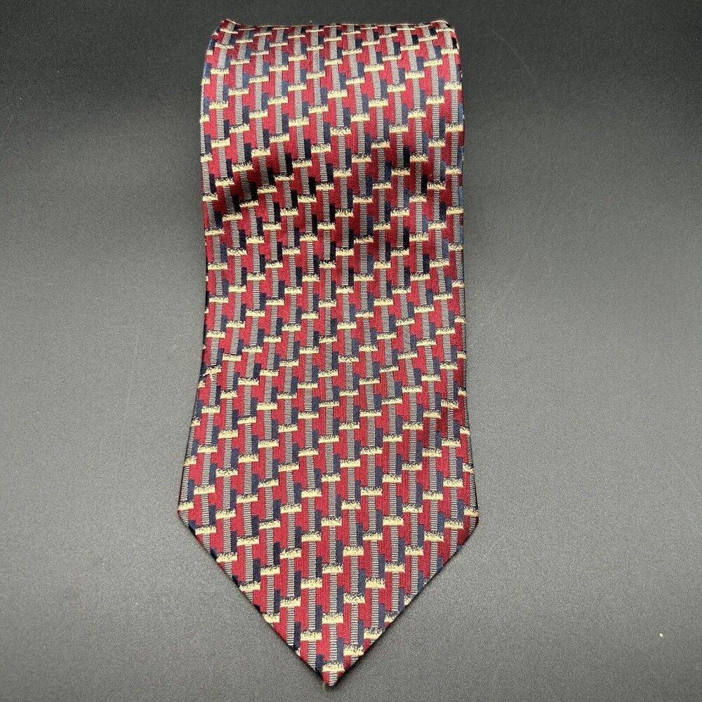 2/$20 Alexander Julian Colours Men's Neck Tie 59" L 100% Silk Red Gray 4" W